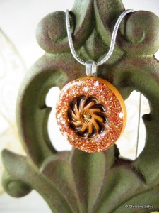 handmade glitter button pendant