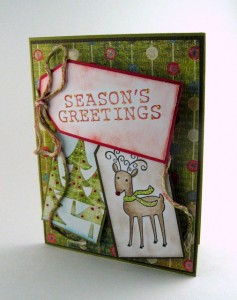 Handmade card with trees and reindeer
