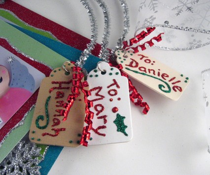 The handmade gift tags for the Christmas cards