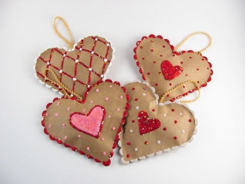 Paper bag heart decorations