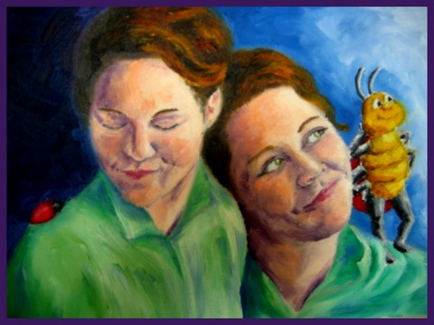 Christine & Lilly oil painting