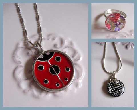 Ladybug pendant, button pendant, and button ring