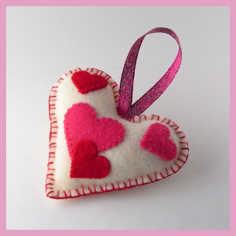 Mini hearts stitched on a heart