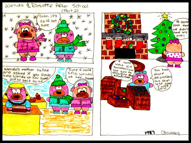 Birguin characters, Wenda & Rosette decorating for Christmas