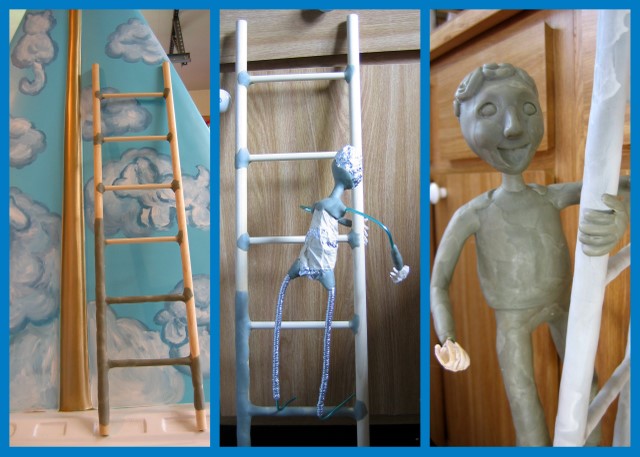 Ladder boy sculpture