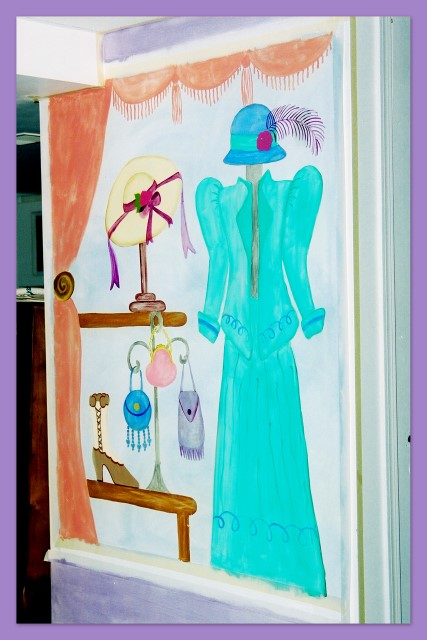 Dress and hat shop wall mural