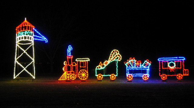 train Christmas light display