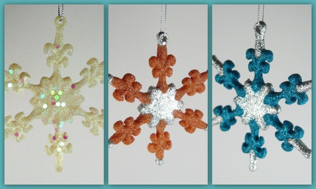 Glittered snowflake ornaments with Art Glitter