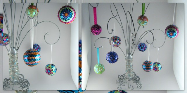 Sequined sparkle ornaments
