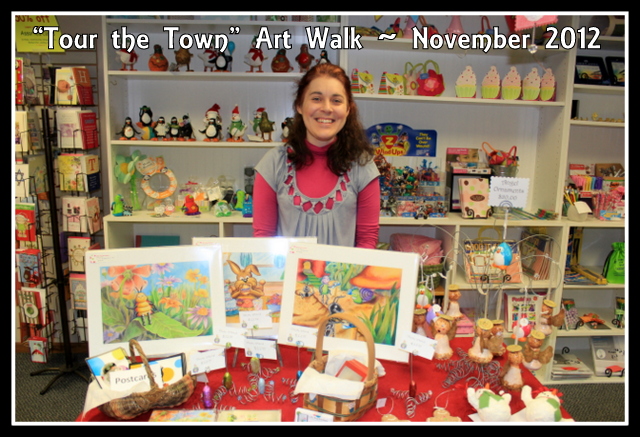 Christine with her display at the "Tour the Town" Art Walk in November 2012