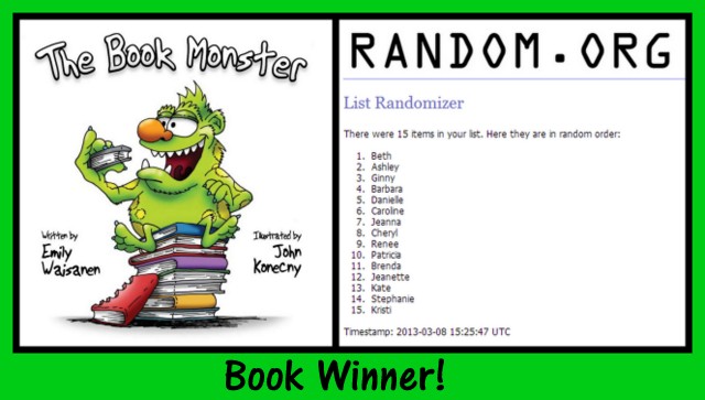 Book Monster giveaway winner