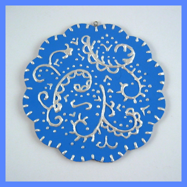 Blue and pearl flower handmade ornament
